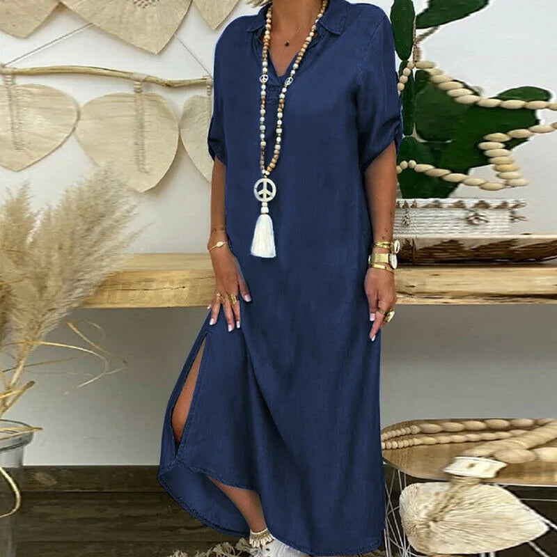 Malene™ | Comfortable Shirt Dress in Denim