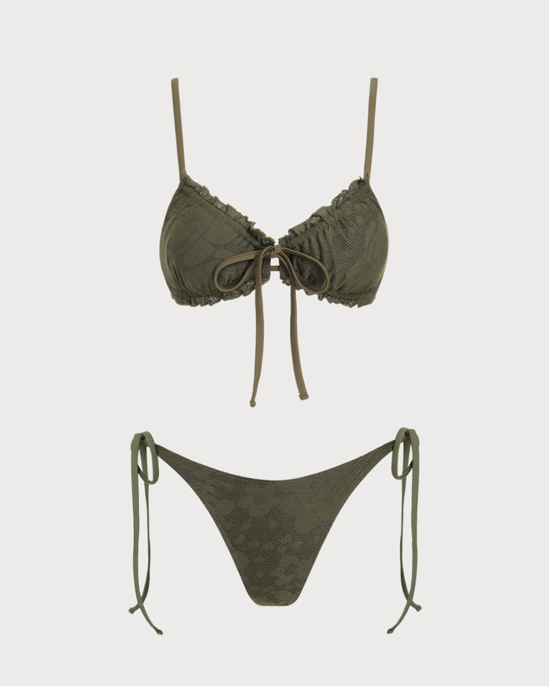 Army Green Jacquard Bikini Set
