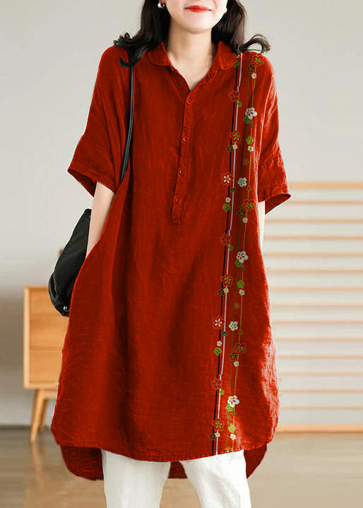 Women Casual Linen Shirt Dress