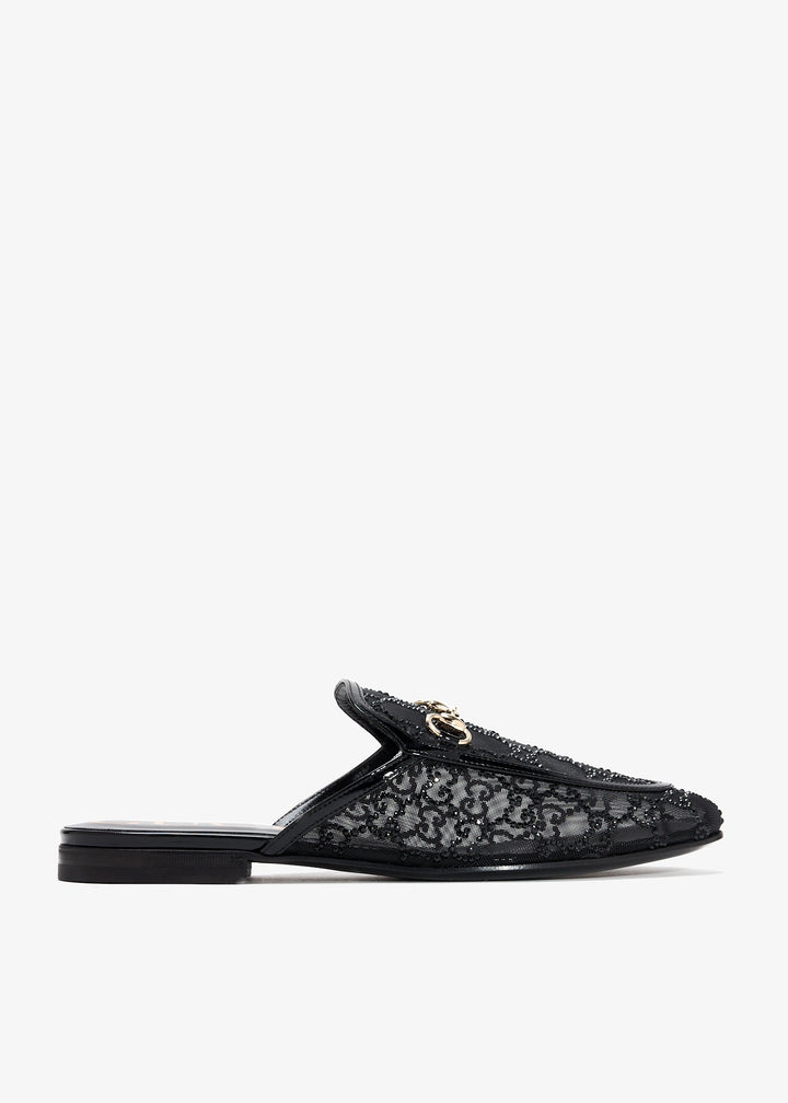 GUCCI Princetown Crystal GG Mesh