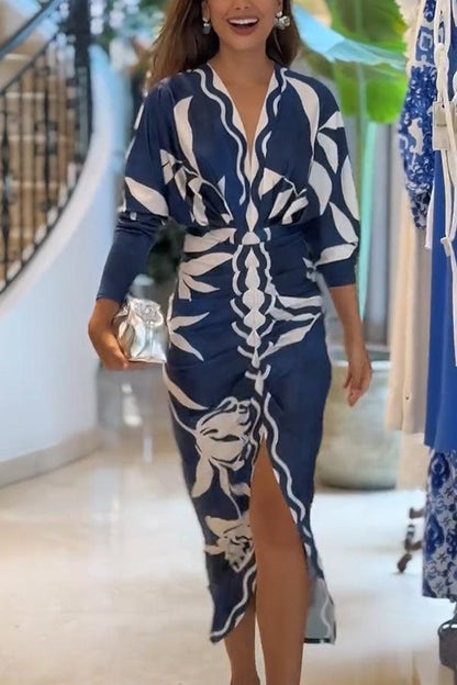 Eva | Sun Escape Unique Print Dolman Midi Dress