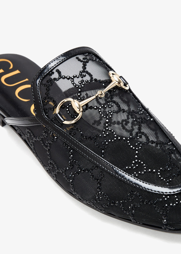 GUCCI Princetown Crystal GG Mesh