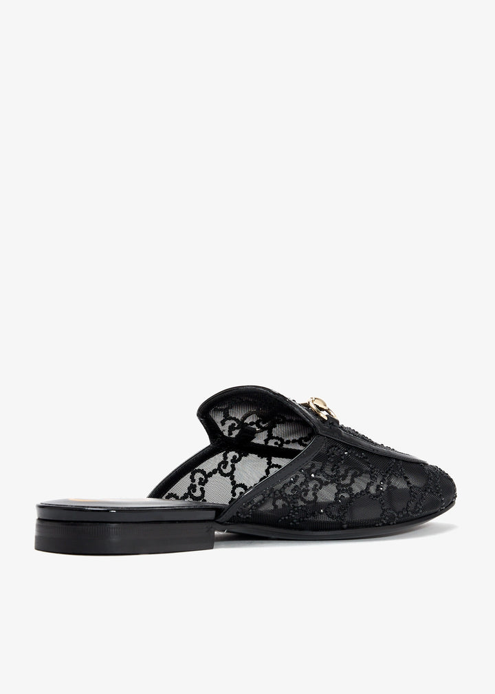 GUCCI Princetown Crystal GG Mesh