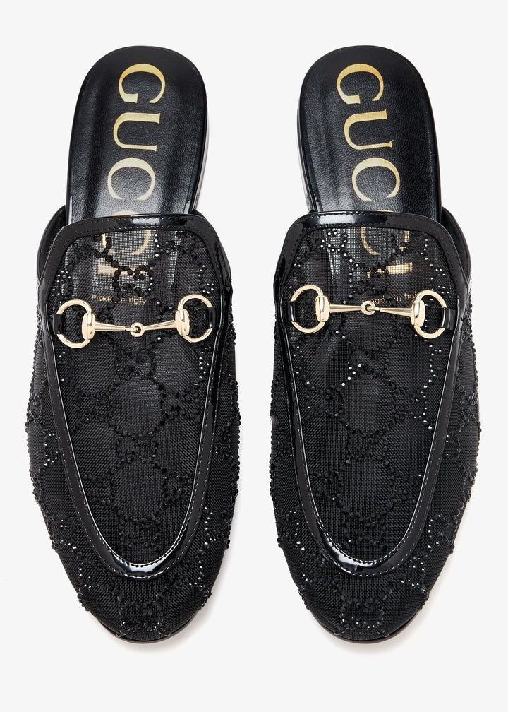 GUCCI Princetown Crystal GG Mesh