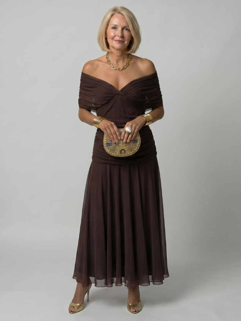 Grace & Annalee™ | Off Shoulder Flow Midi Dress