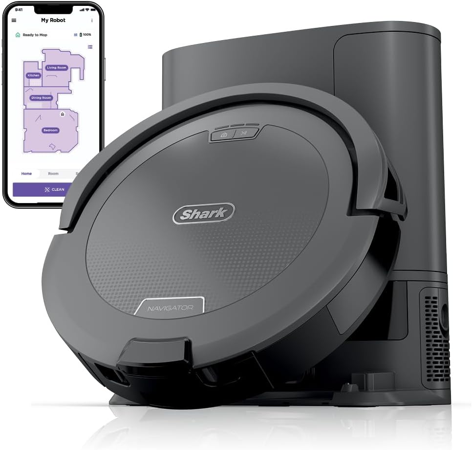 Shark Navigator Robot Vacuum + Self-Empty Base, Grey, RV2120AE