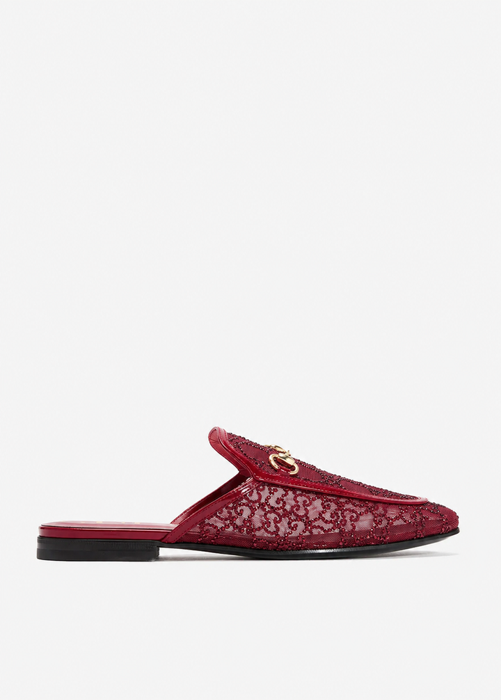 GUCCI Princetown Crystal GG Mesh