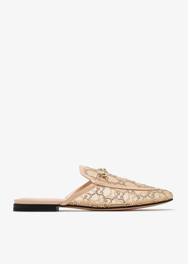 GUCCI Princetown Crystal GG Mesh