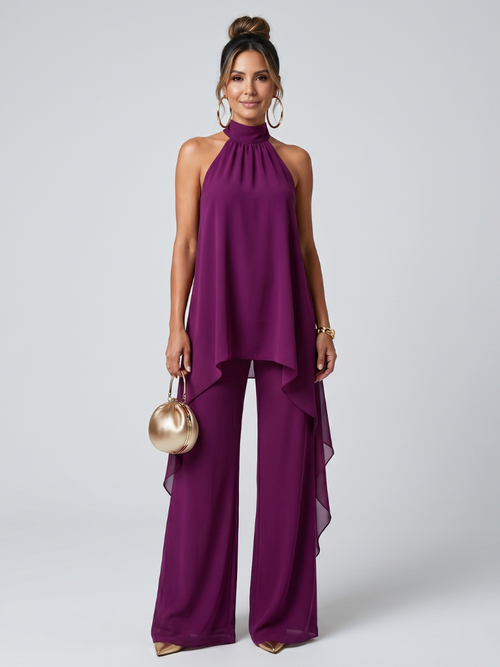 Zareen | Asymmetric Tunic Top Wide Leg Pants Set