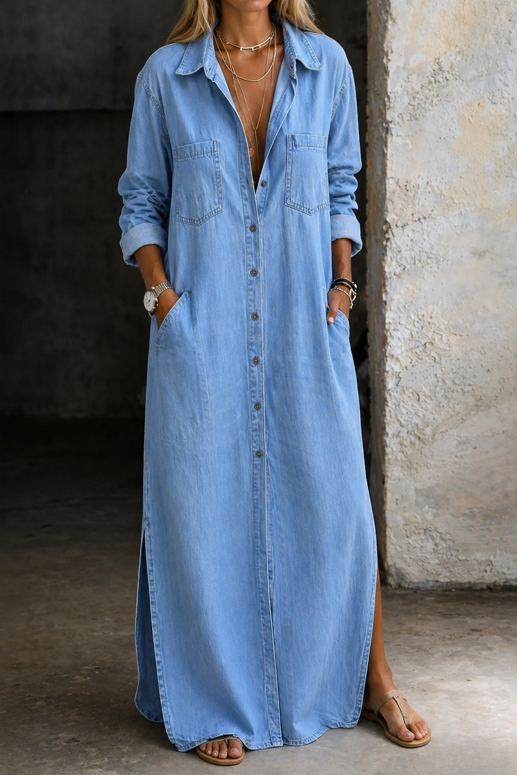 Valora | Denim Button Down Dress