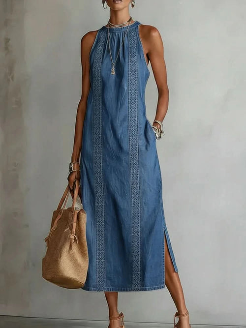 Julia | Retro Lace Denim Dress