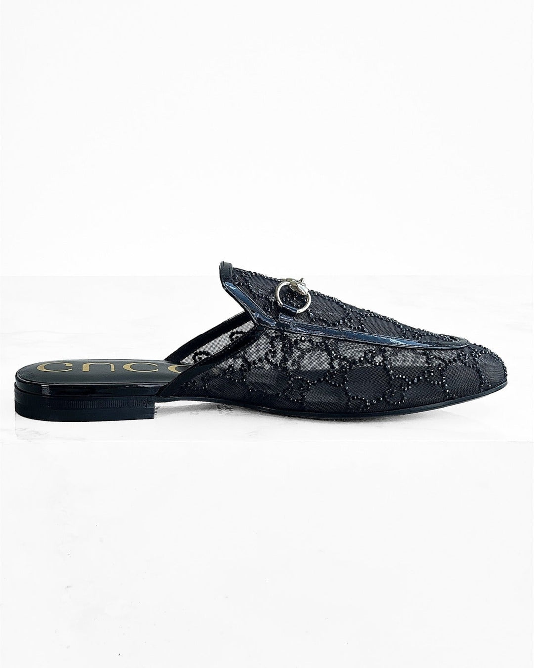 GUCCI Princetown Crystal GG Mesh
