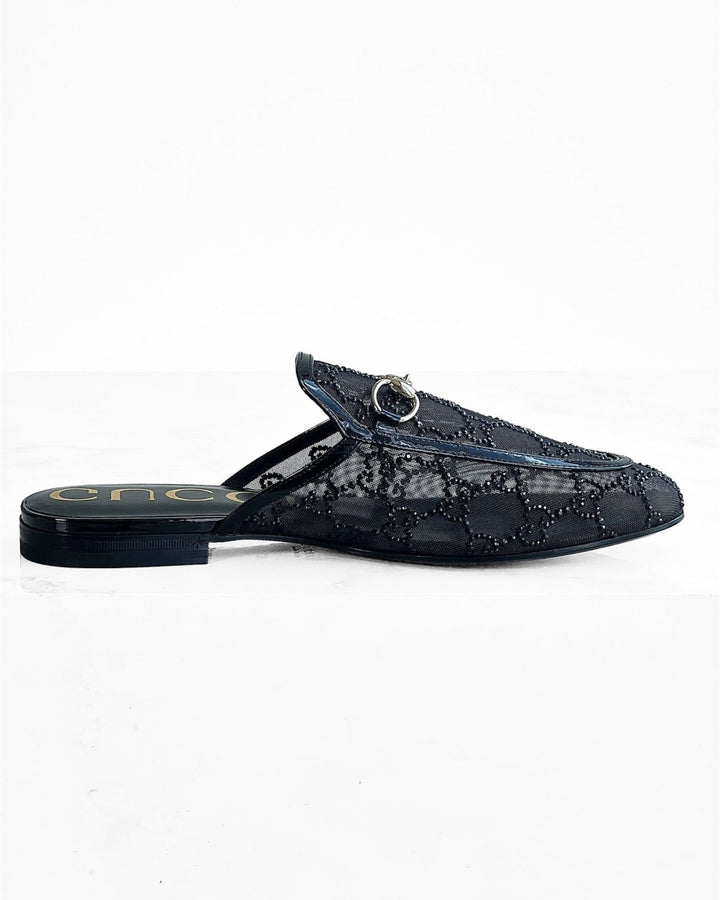 GUCCI Princetown Crystal GG Mesh