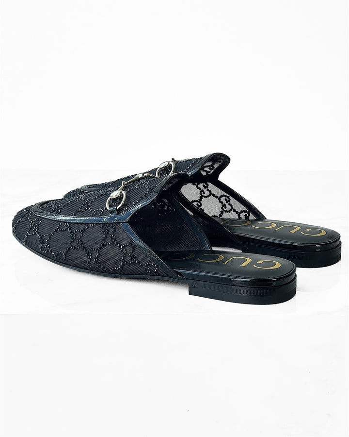GUCCI Princetown Crystal GG Mesh