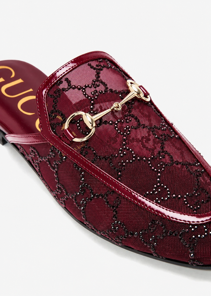 GUCCI Princetown Crystal GG Mesh
