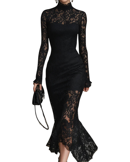 Julia | Black Lace Maxi Dress