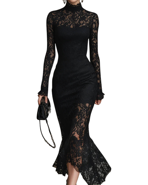 Julia | Black Lace Maxi Dress