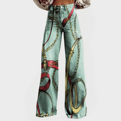 Stylish High-Waisted Jeans with Wide Legs