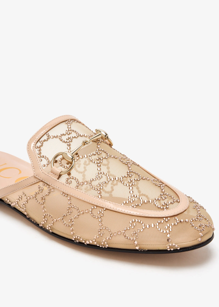 GUCCI Princetown Crystal GG Mesh