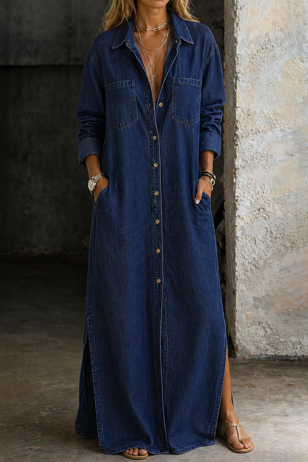 Valora | Denim Button Down Dress