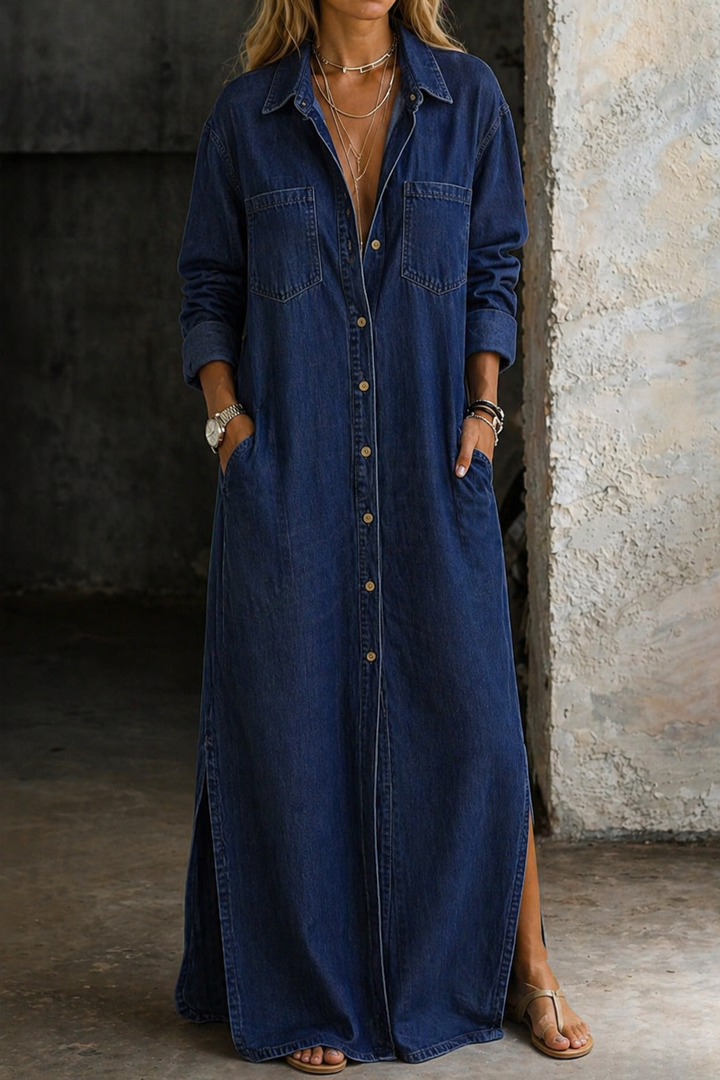 Valora | Denim Button Down Dress