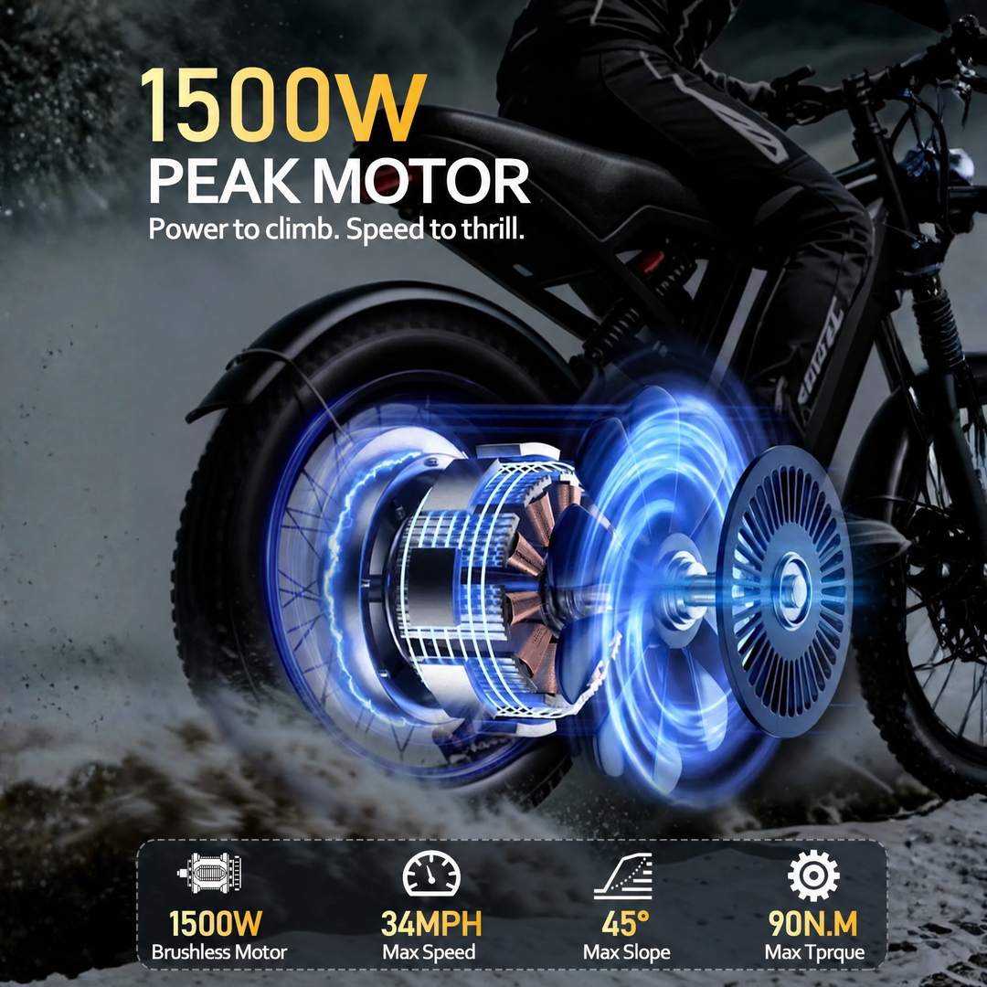 HIEHA SU8 2.0 Fat Tire Electric Bike, 750W Full Suspension E-Bike for Adults