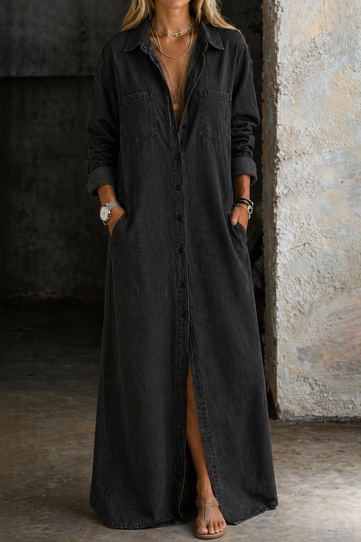 Valora | Denim Button Down Dress