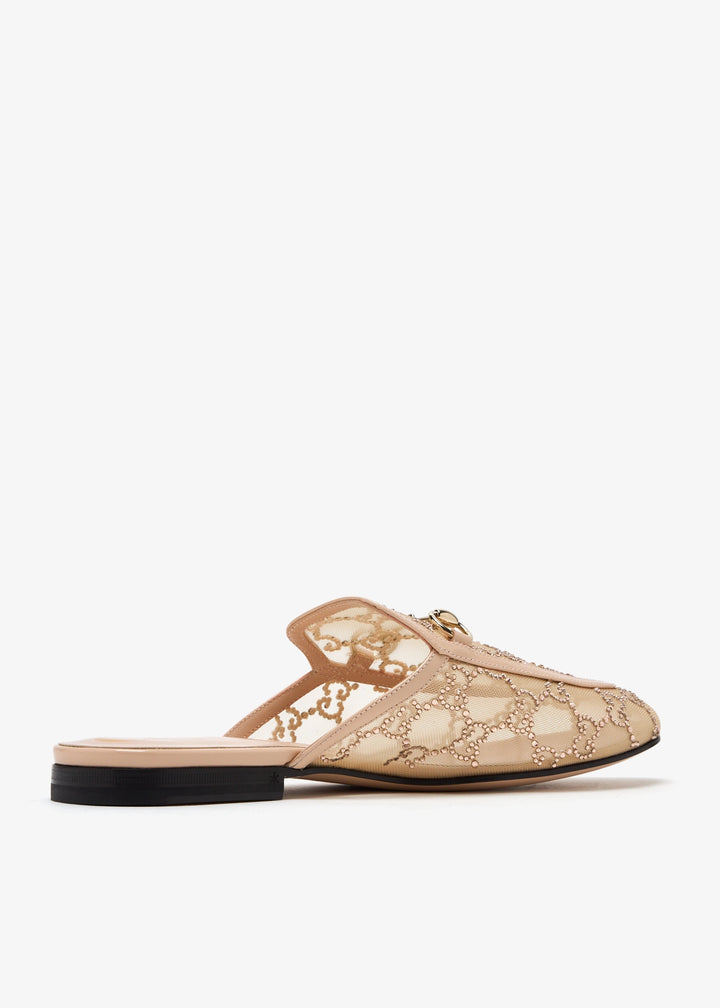 GUCCI Princetown Crystal GG Mesh