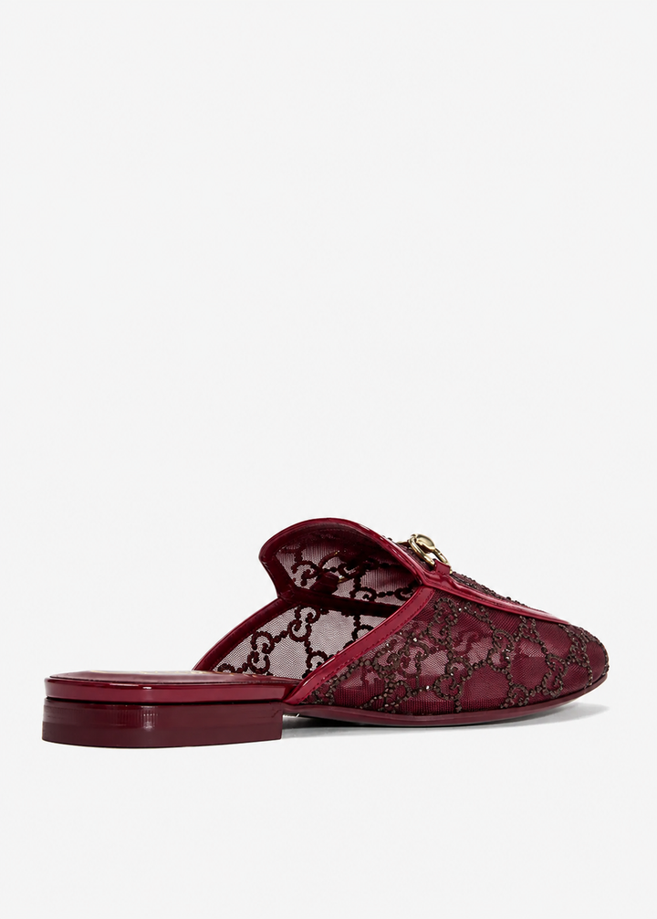 GUCCI Princetown Crystal GG Mesh