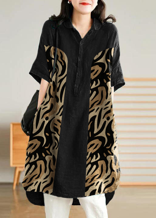 Women Casual Linen Shirt Dress