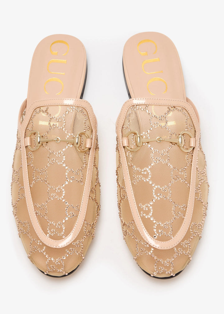 GUCCI Princetown Crystal GG Mesh