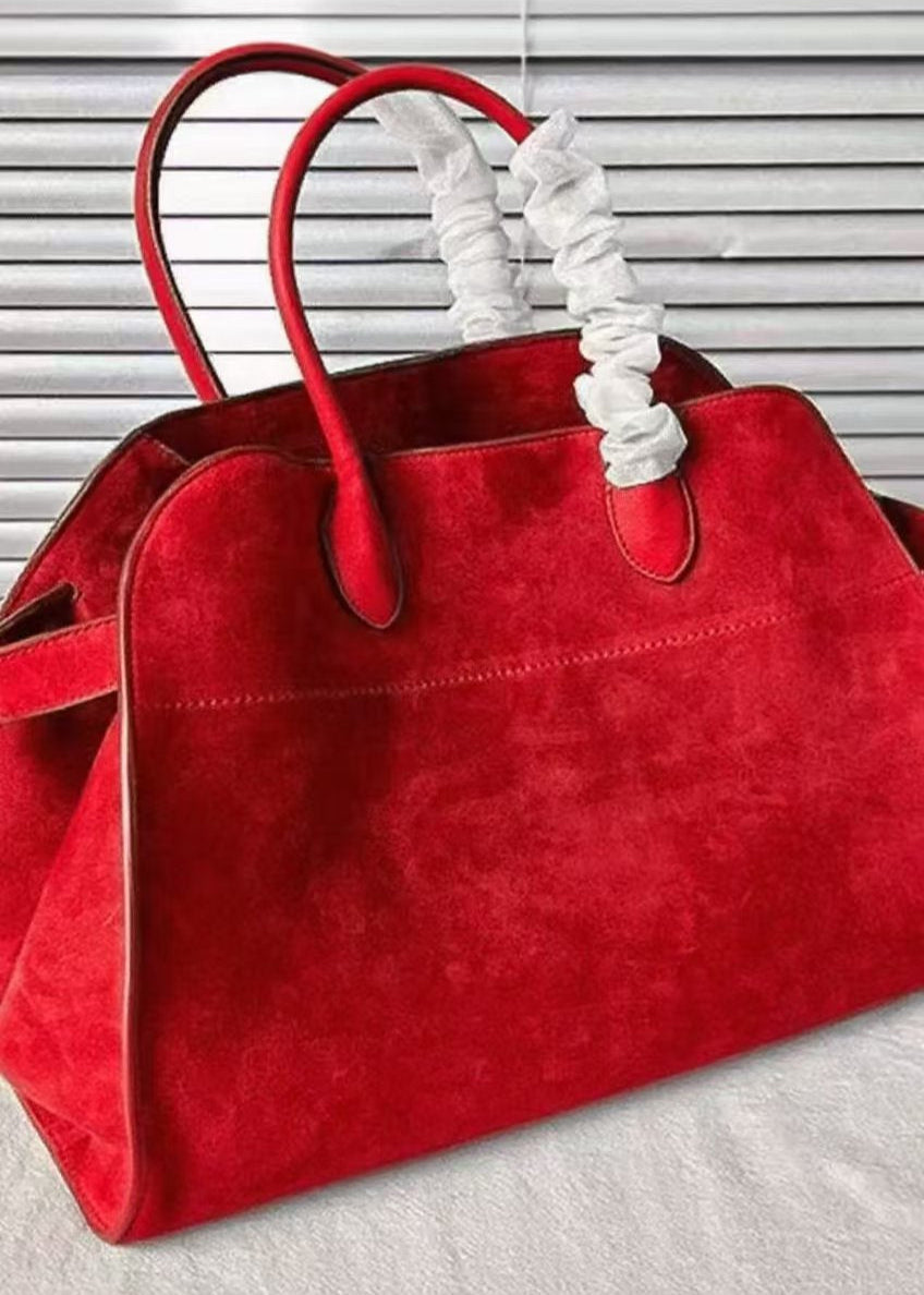 Fashion Red Large Capacity Suede Tote Handbag