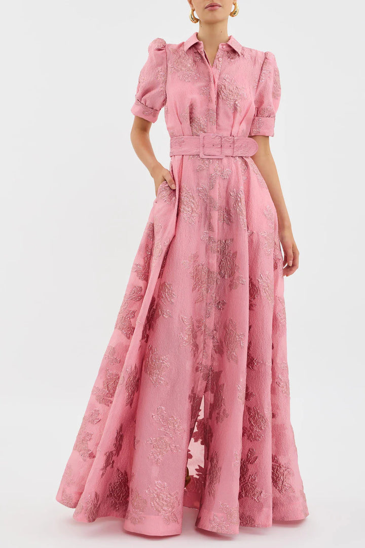 Anabella - Elegant Wedding Guest Maxi Dress with Short Puff Sleeves VIP