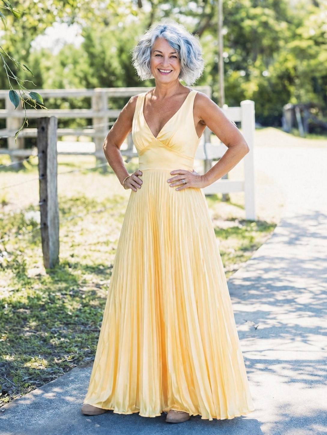 Grace & Annalee™ | Pleated V-Neck Maxi Dress