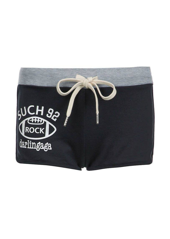 Casual Letter Printed Lace Up Workout Gym Shorts Running Shorts