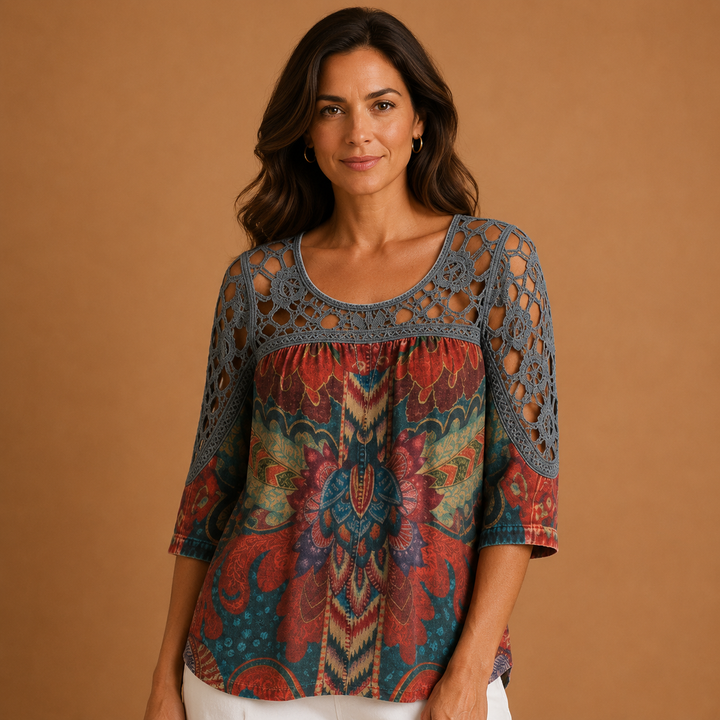 ANNA | Bohemian Ethnic Print Blouse