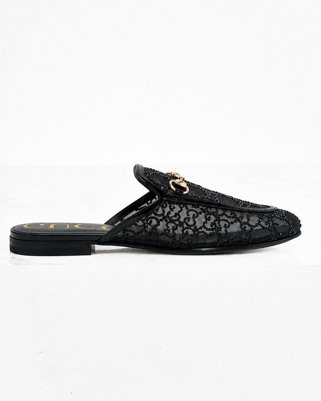GUCCI Princetown Crystal GG Mesh