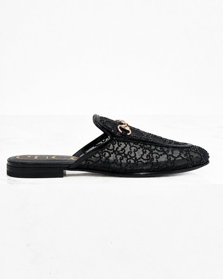 GUCCI Princetown Crystal GG Mesh
