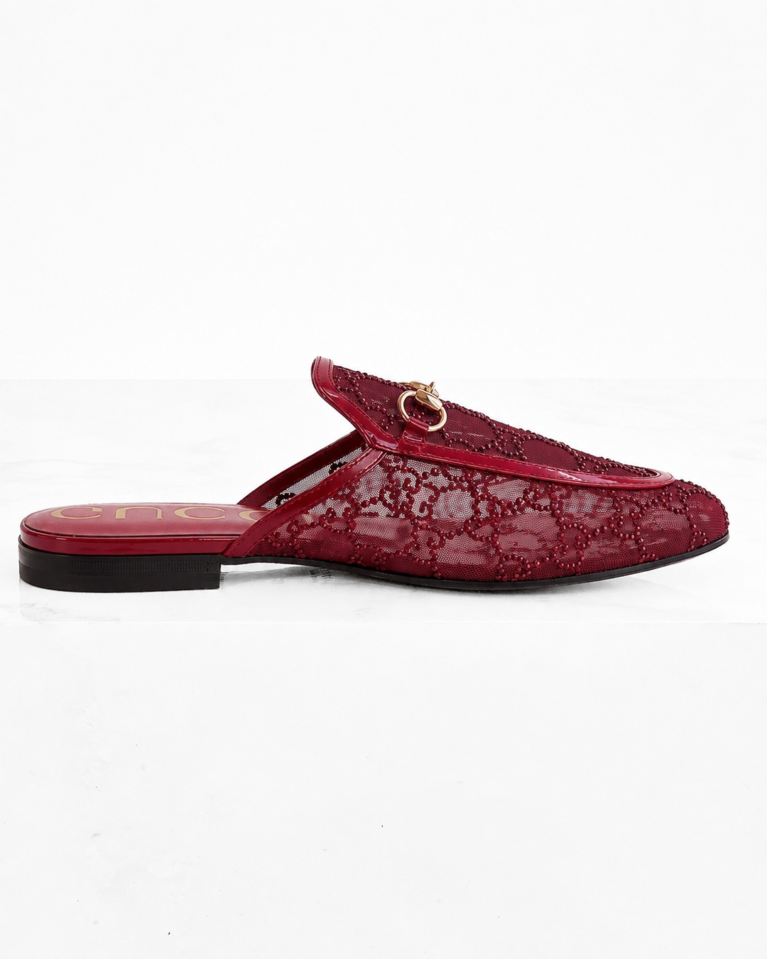 GUCCI Princetown Crystal GG Mesh