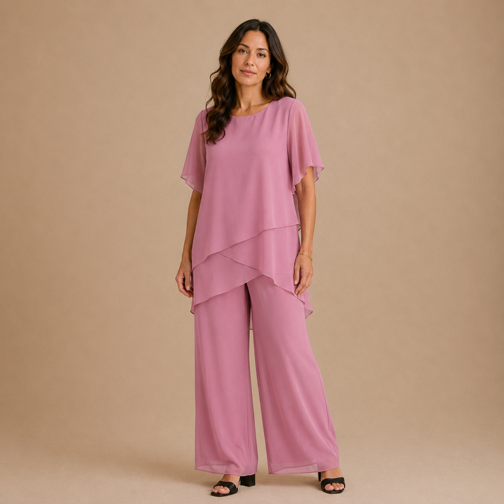 LINDA | Co-ord Set with Draped Palazzo Pants