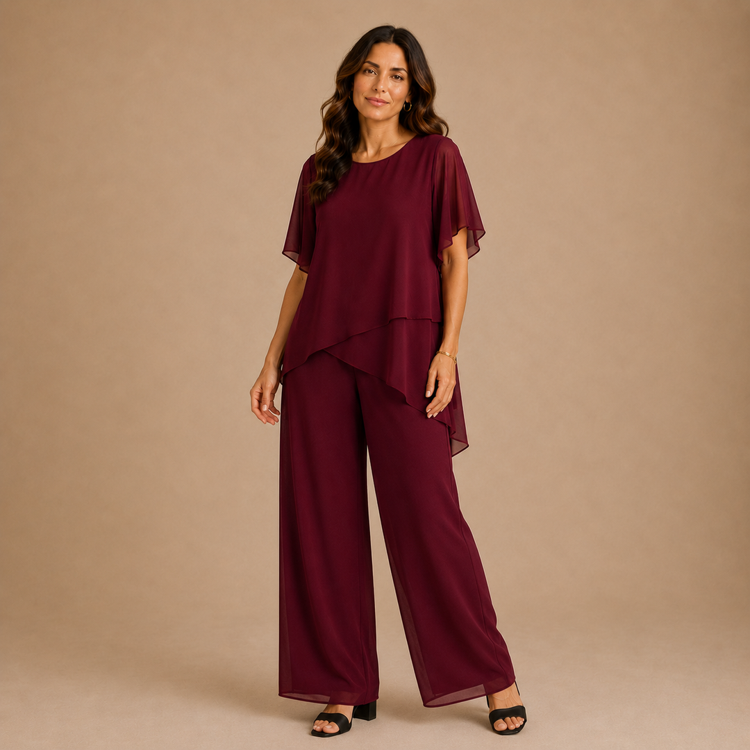 LINDA | Co-ord Set with Draped Palazzo Pants