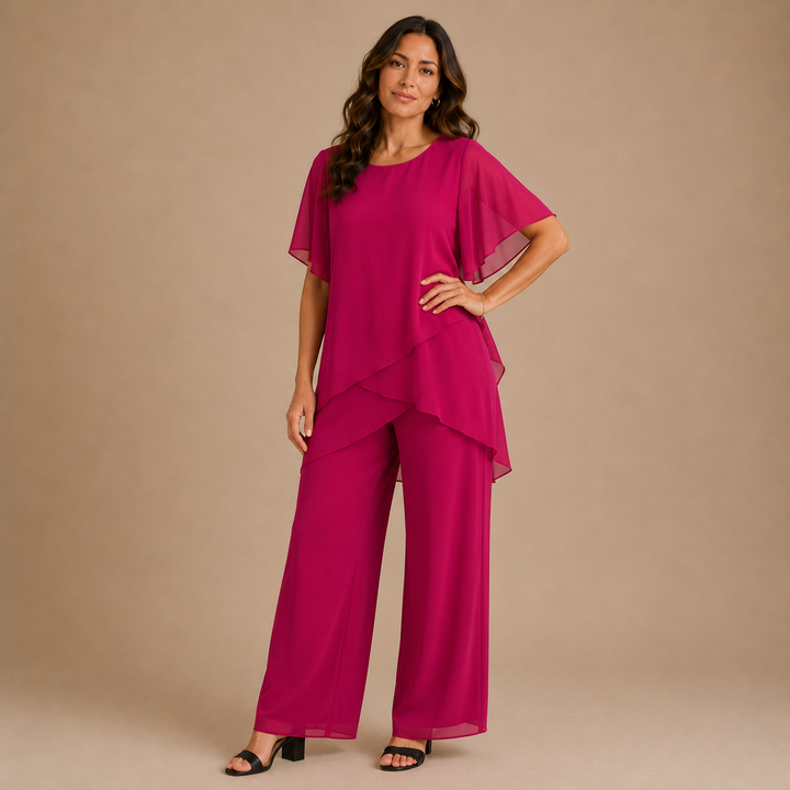 LINDA | Co-ord Set with Draped Palazzo Pants