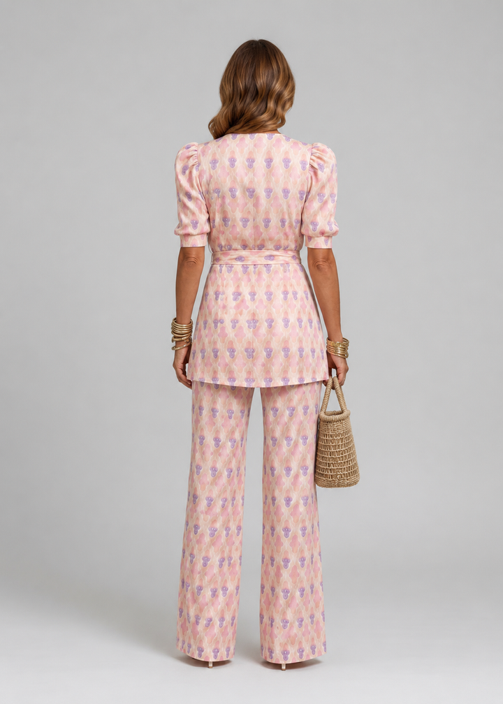 SERENA | Printed Wrap Top and Trouser Set