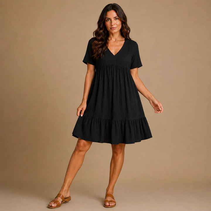 JANA | V-Neck Ribbed Layered Mini Dress