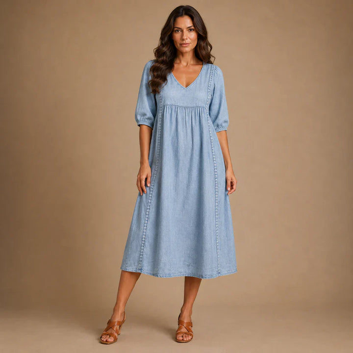 MARGOT | 3/4 Sleeve A Line Maxi Dress