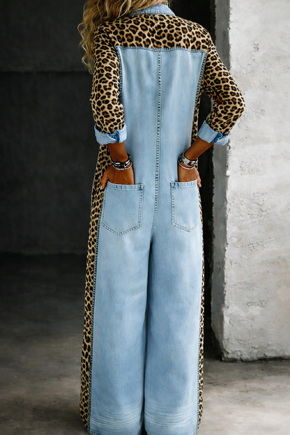 Amanda | One Piece Denim Shirt Jumpsuit
