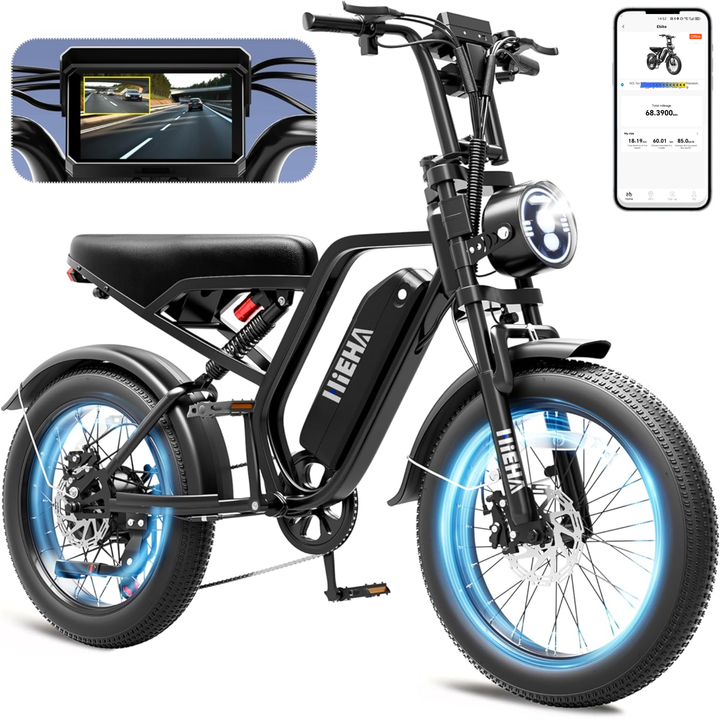 HIEHA SU8 2.0 Fat Tire Electric Bike, 750W Full Suspension E-Bike for Adults