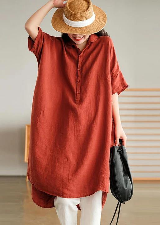 Women Casual Linen Shirt Dress