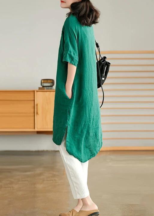Women Casual Linen Shirt Dress