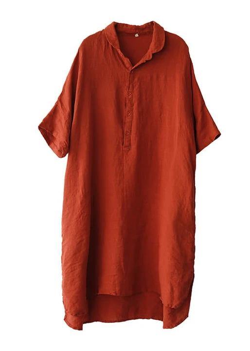 Women Casual Linen Shirt Dress